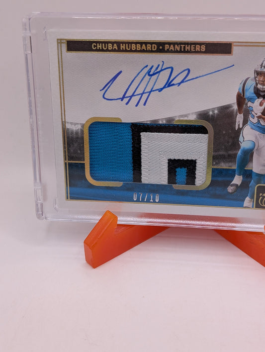 2021 Panini One - Rookie Patch Auto (On Card) Chuba Hubbard Gold /10 Rookie FRENLY BRICKS - Open 7 Days
