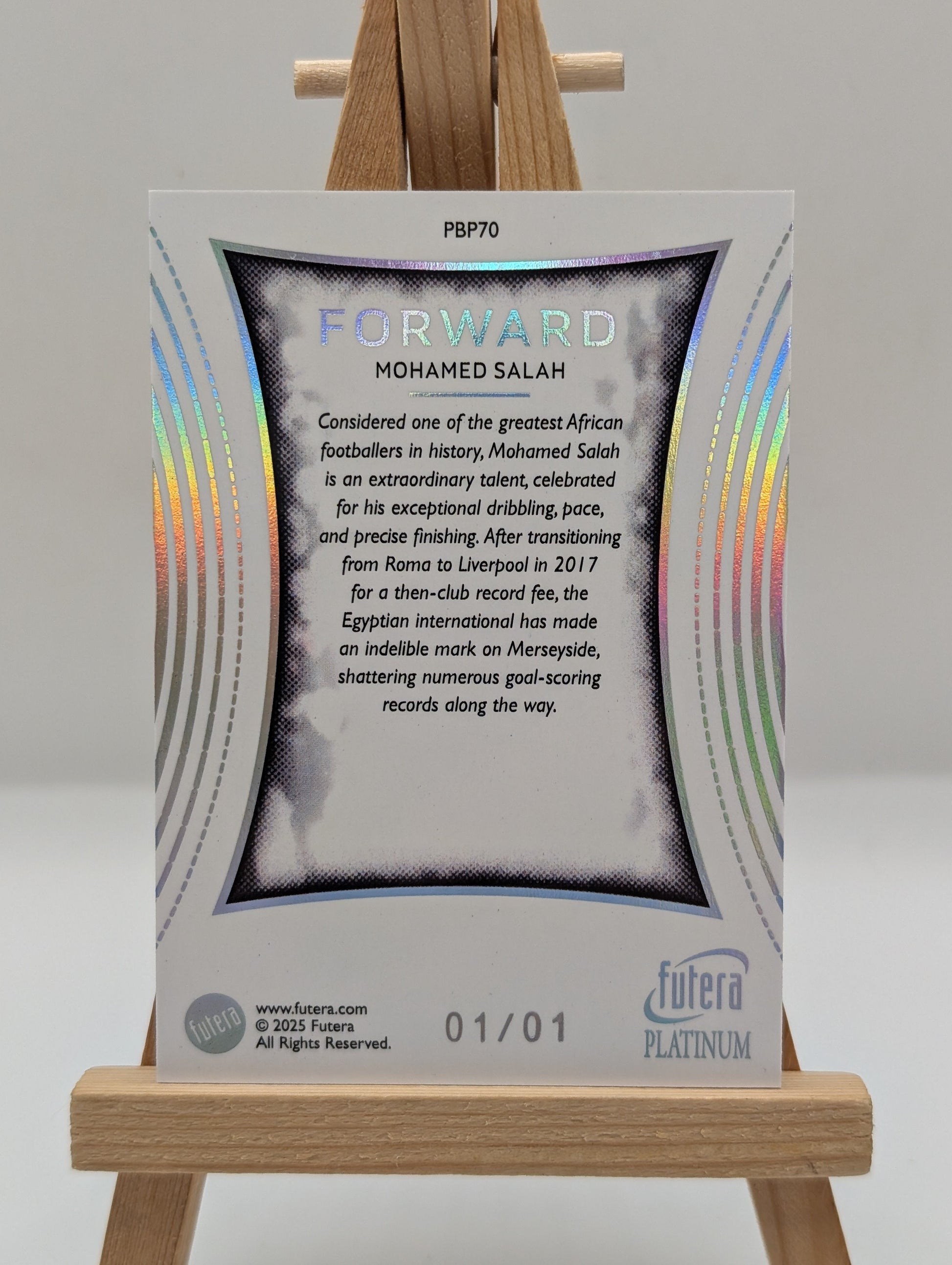 Mo Salah 1/1 - Futera Platinum - Soccer 2025 PBP70 FRENLY BRICKS - Open 7 Days