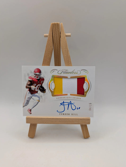 TYREEK HILL 2019 2020 Flawless Ruby Holo  3-Color Patch Auto /15 #PA-TH Chiefs FRENLY BRICKS - Open 7 Days