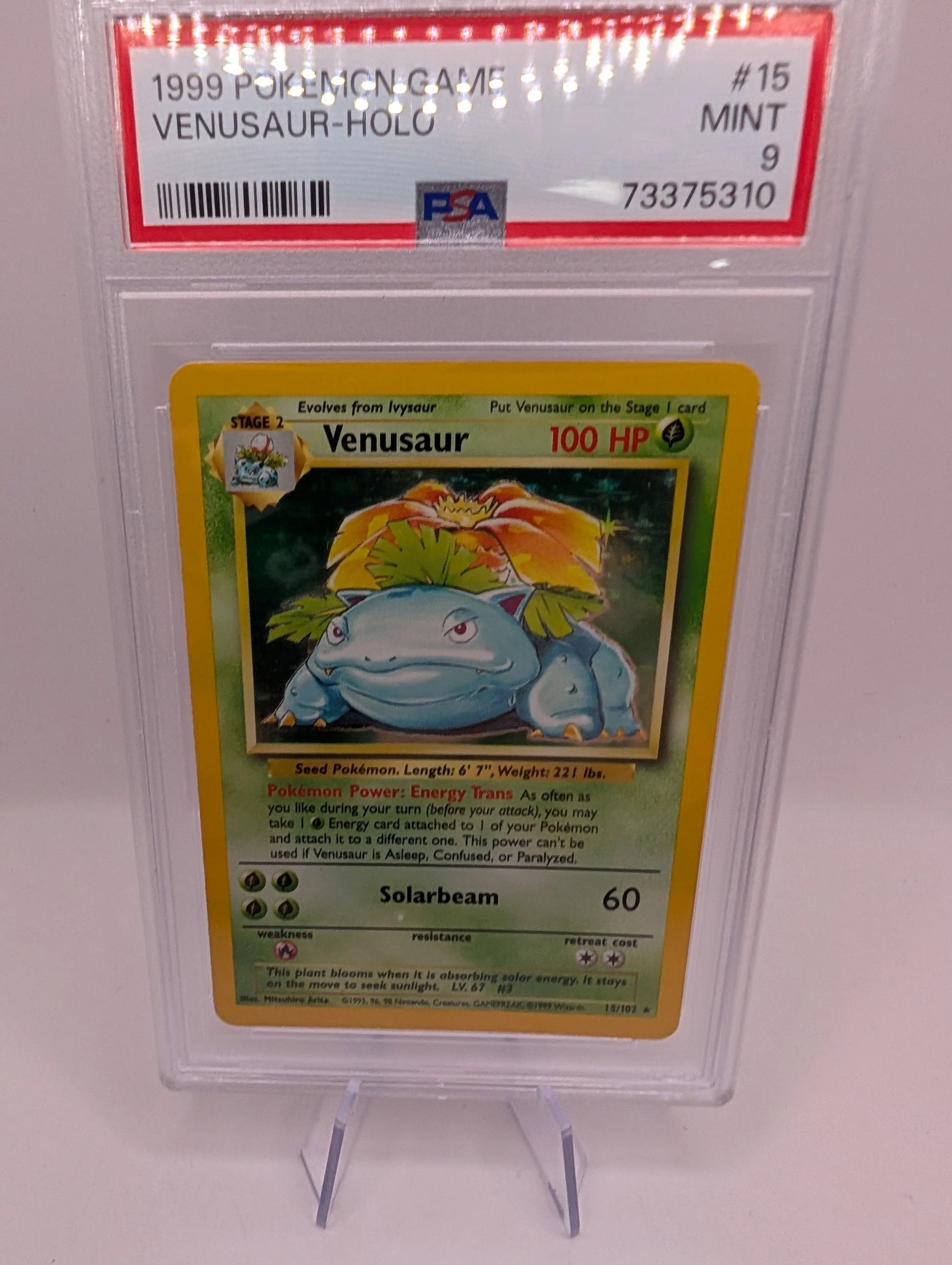 1999 Pokemon Game Base Set Unlimited Venusaur Holo Rare 15/102 #15 PSA 9 MINT FRENLY BRICKS - Open 7 Days