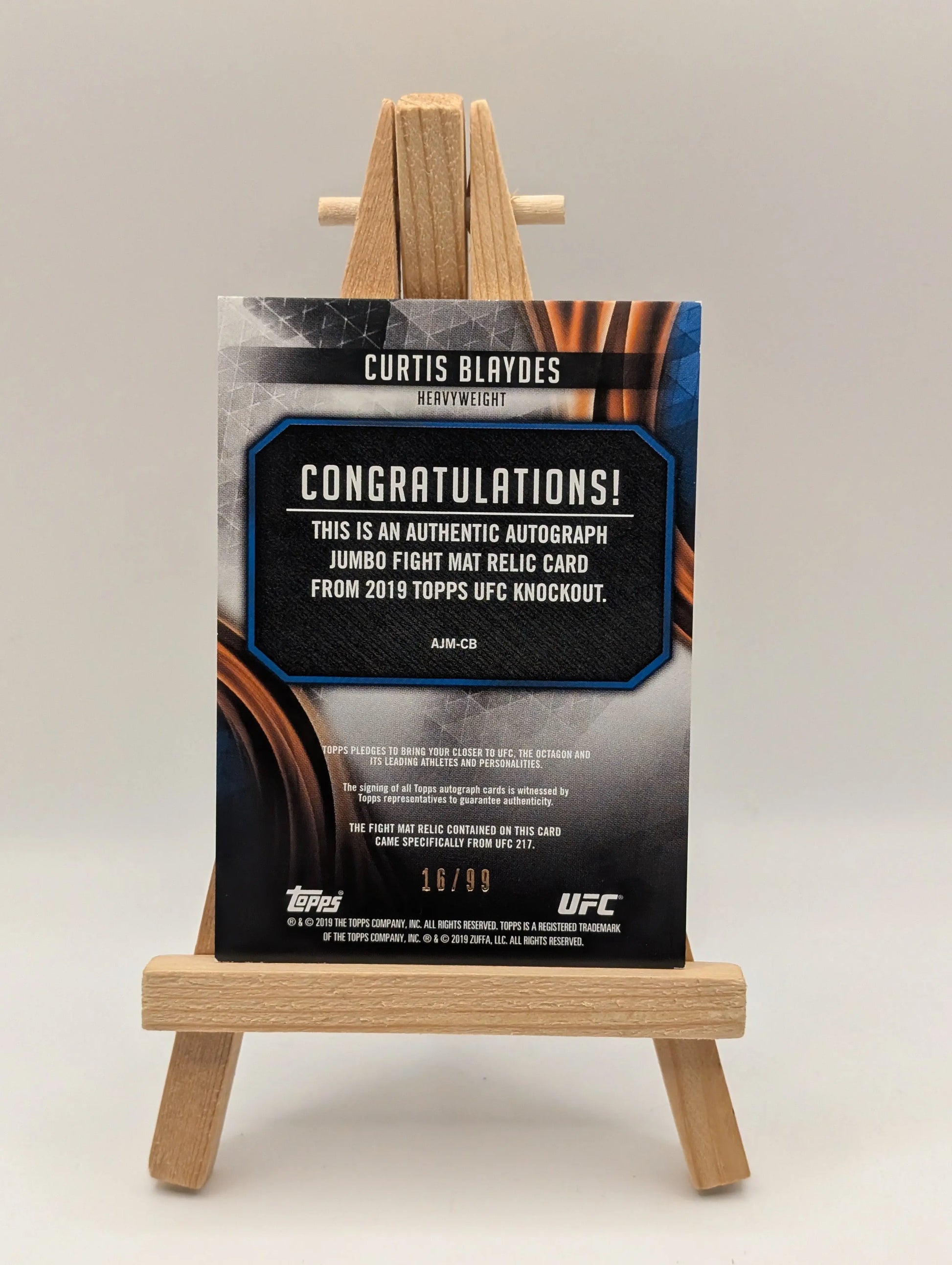 Curtis Blaydes 2019 Topps UFC Knockout AJM-CB 2 Color Jumbo Mat Relic Auto FRENLY BRICKS - Open 7 Days