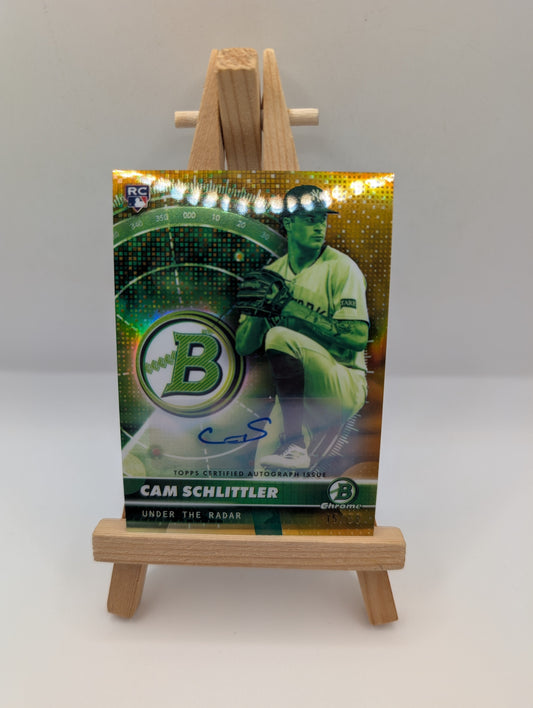 2026 Bowman Chrome Cam Schlitter RC Under the Radar Gold Auto /50 #UR-2 FRENLY BRICKS - Open 7 Days