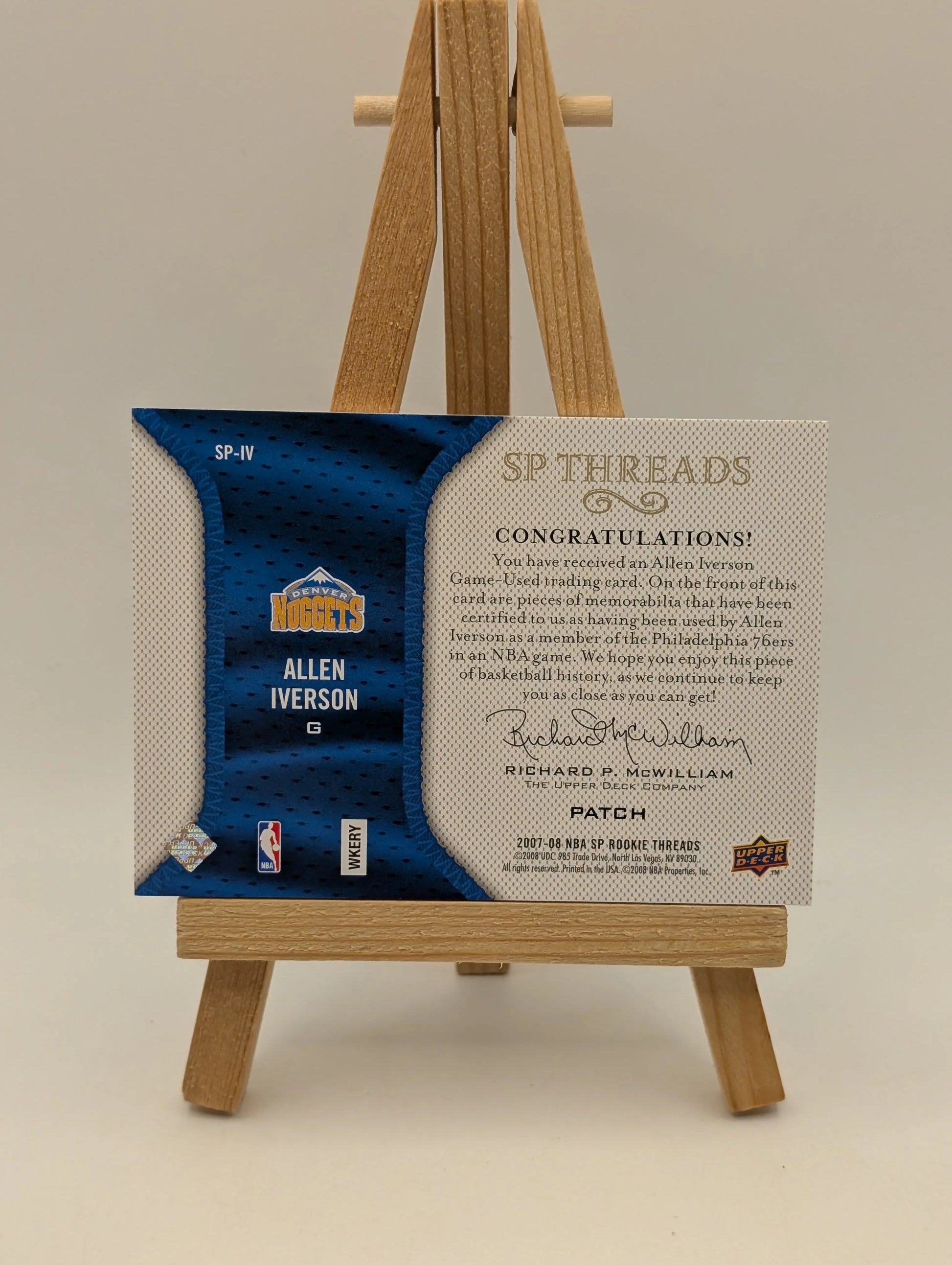 Allen Iverson 2007-08 Sp Rookie Threads Game Used Dual Jersey Nuggets Card FRENLY BRICKS - Open 7 Days