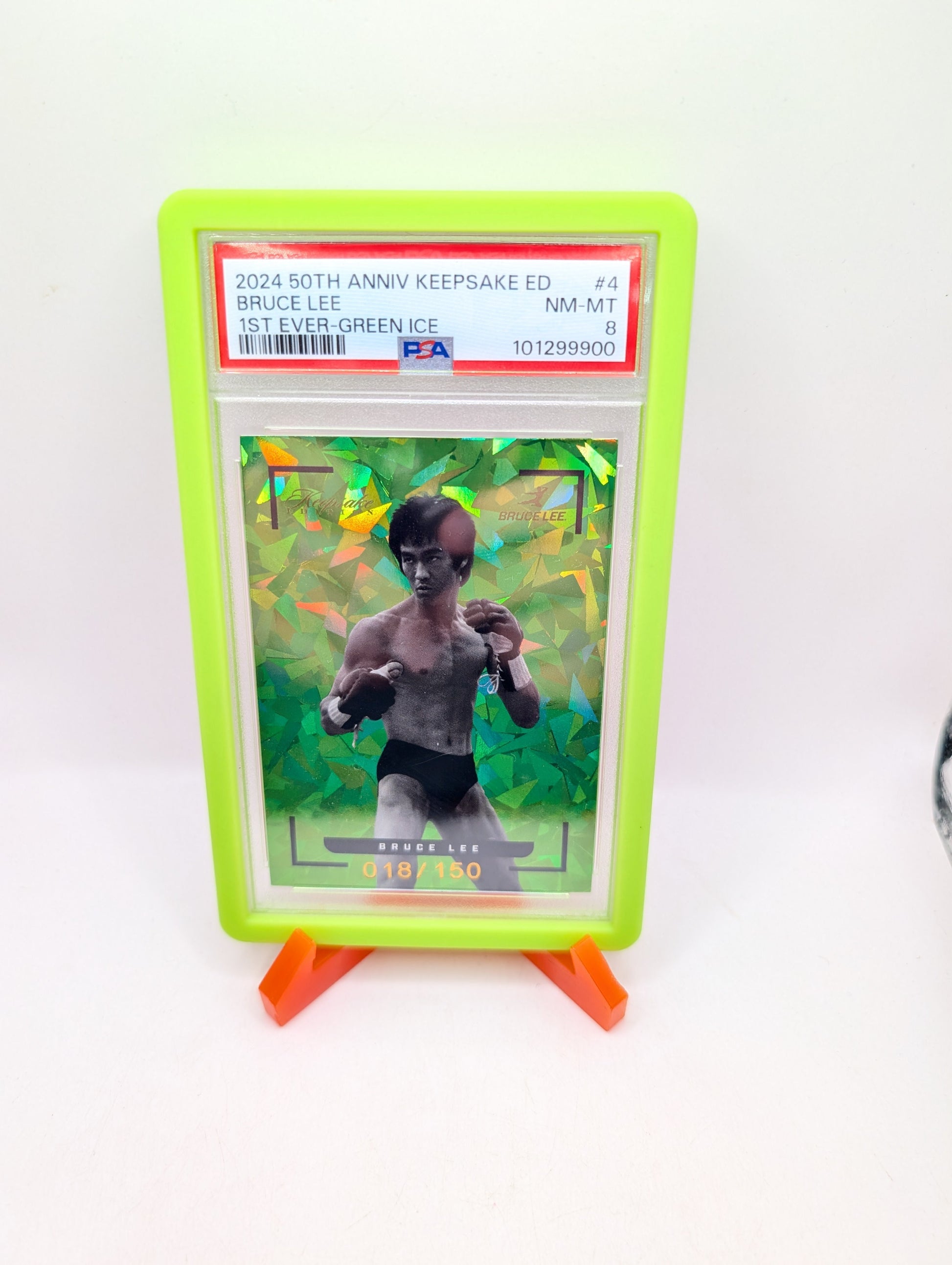 2024 Keepsake Edition Bruce Lee base GREEN parallel card #4 110/150 PSA 8 FRENLY BRICKS - Open 7 Days