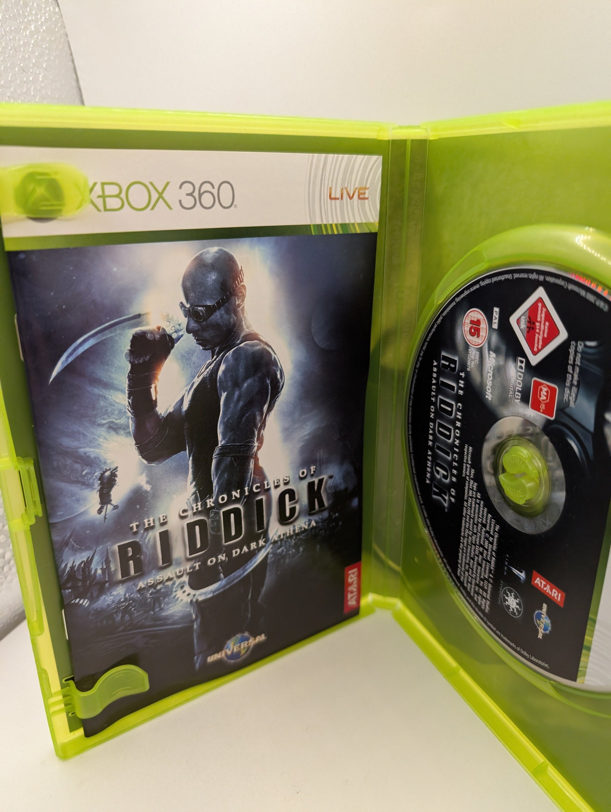 The Chronicles Of Riddick Assault On Dark Athena Xbox 360 PAL Complete Manual FRENLY BRICKS - Open 7 Days