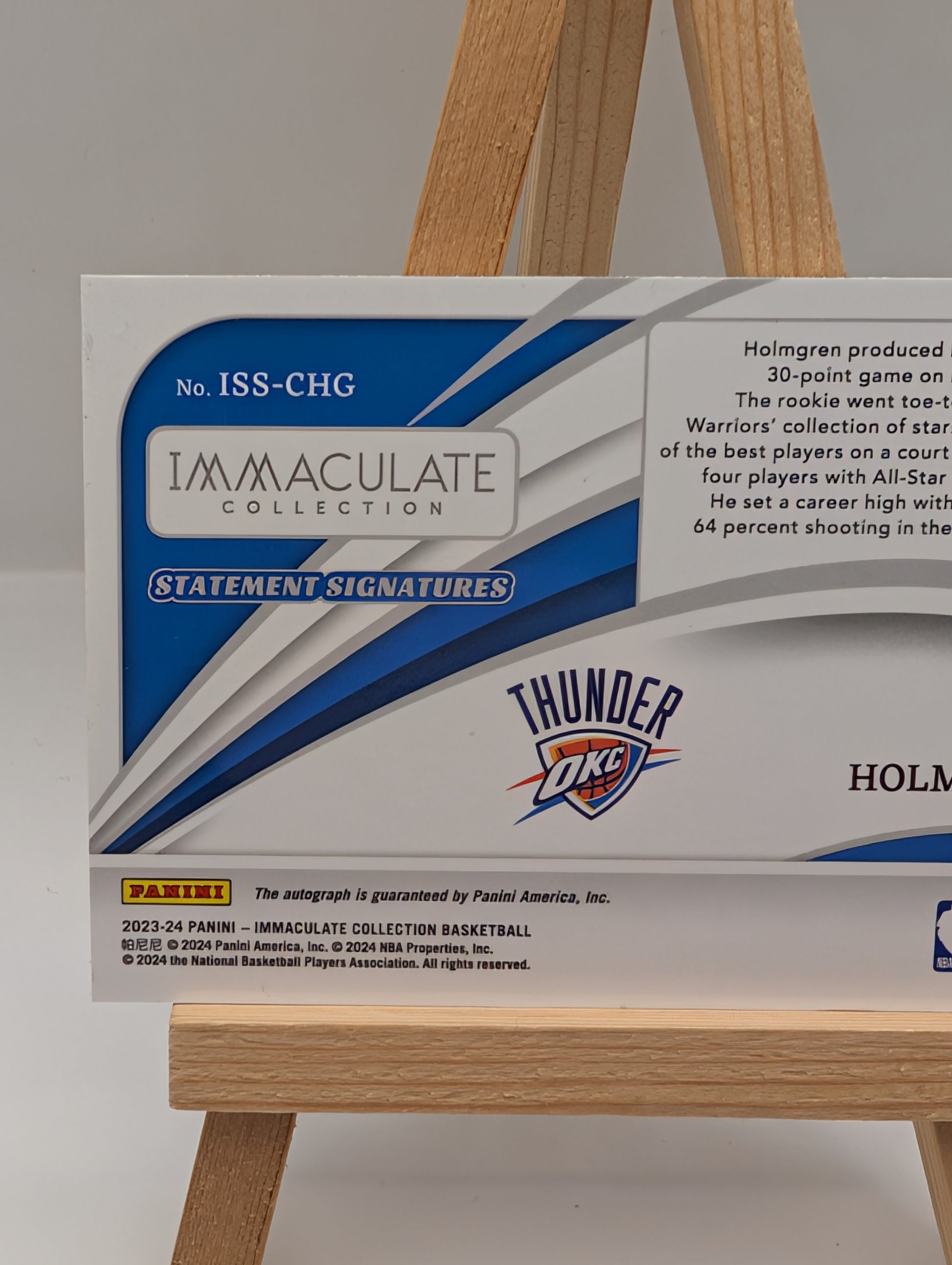 2023-24 Immaculate Collection Statement Signatures Chet Holmgren AUTO /49 FRENLY BRICKS - Open 7 Days