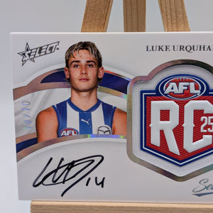 2025 AFL Select Seemless Rookie Badge Auto Luke Urquhart North Melbourne RC /70 FRENLY BRICKS - Open 7 Days