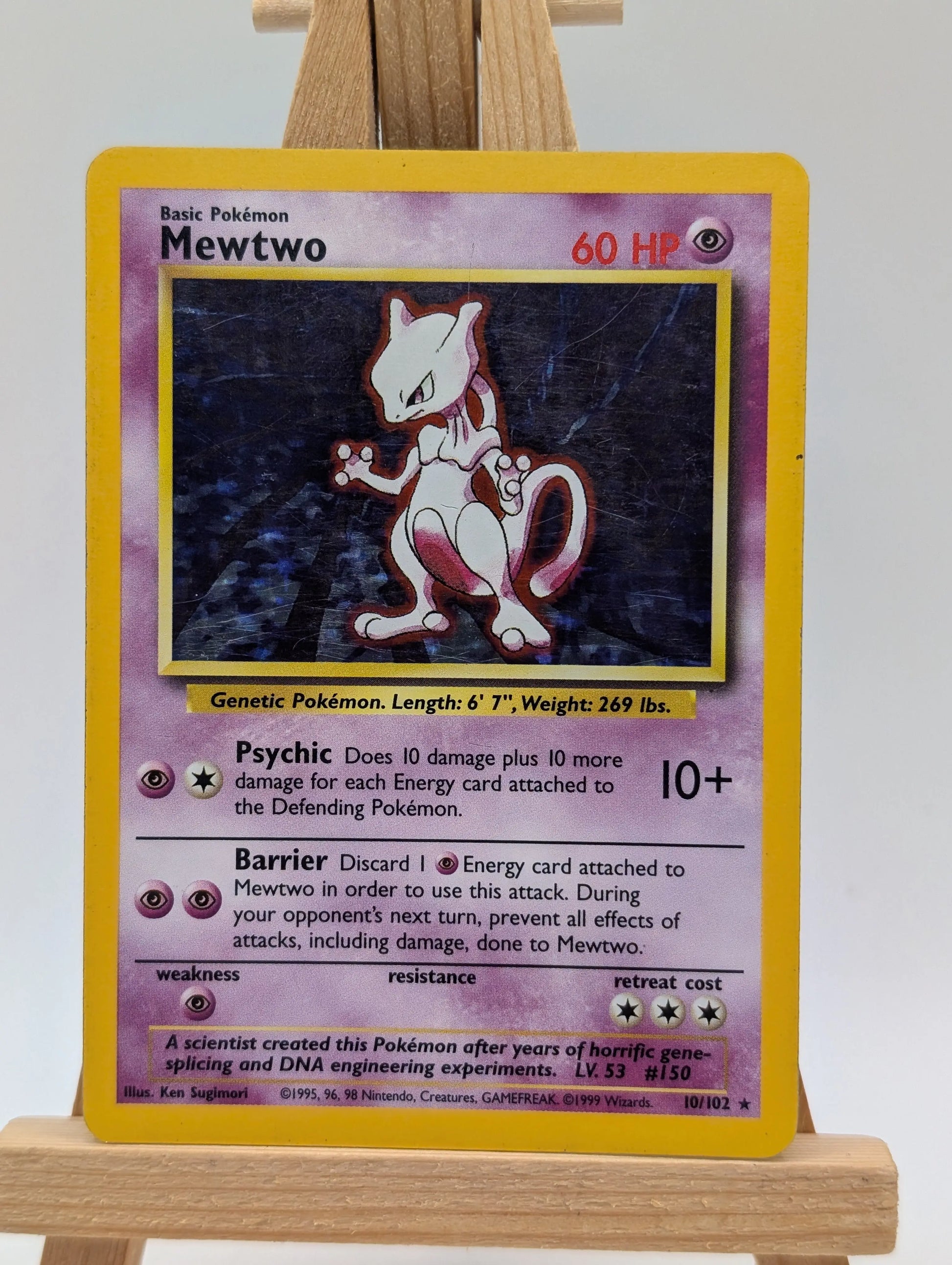 Mewtwo - 10/102 - Holo Rare - Base Set - Pokemon Card - MP FRENLY BRICKS - Open 7 Days