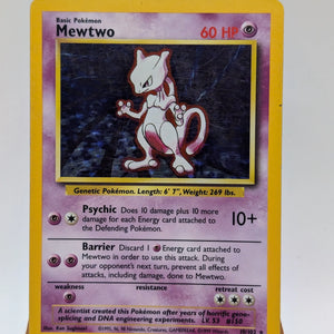 Mewtwo - 10/102 - Holo Rare - Base Set - Pokemon Card - MP FRENLY BRICKS - Open 7 Days
