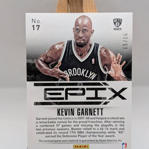 2014-15 Totally Certified Kevin Garnett EPIX Play Memorabilia Jersey Gold #/10 FRENLY BRICKS - Open 7 Days