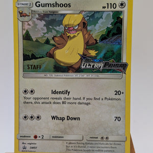 Pokemon Card Gumshoos SM97 STAFF Black Star Promo Ultra Prism STAMPED FRENLY BRICKS - Open 7 Days