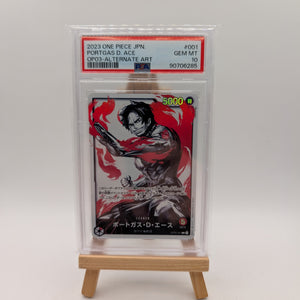 GEM MT PSA 10 PORTGAS D. ACE OP03-001 LEADER ALT ART ONE PIECE CARD JAPANESE FRENLY BRICKS - Open 7 Days