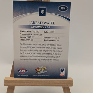 2008 AFL SELECT CHAMPIONS BLUE FOIL SIGNATURE - FS18 Jarrad WAITE (CARLTON) FRENLY BRICKS - Open 7 Days