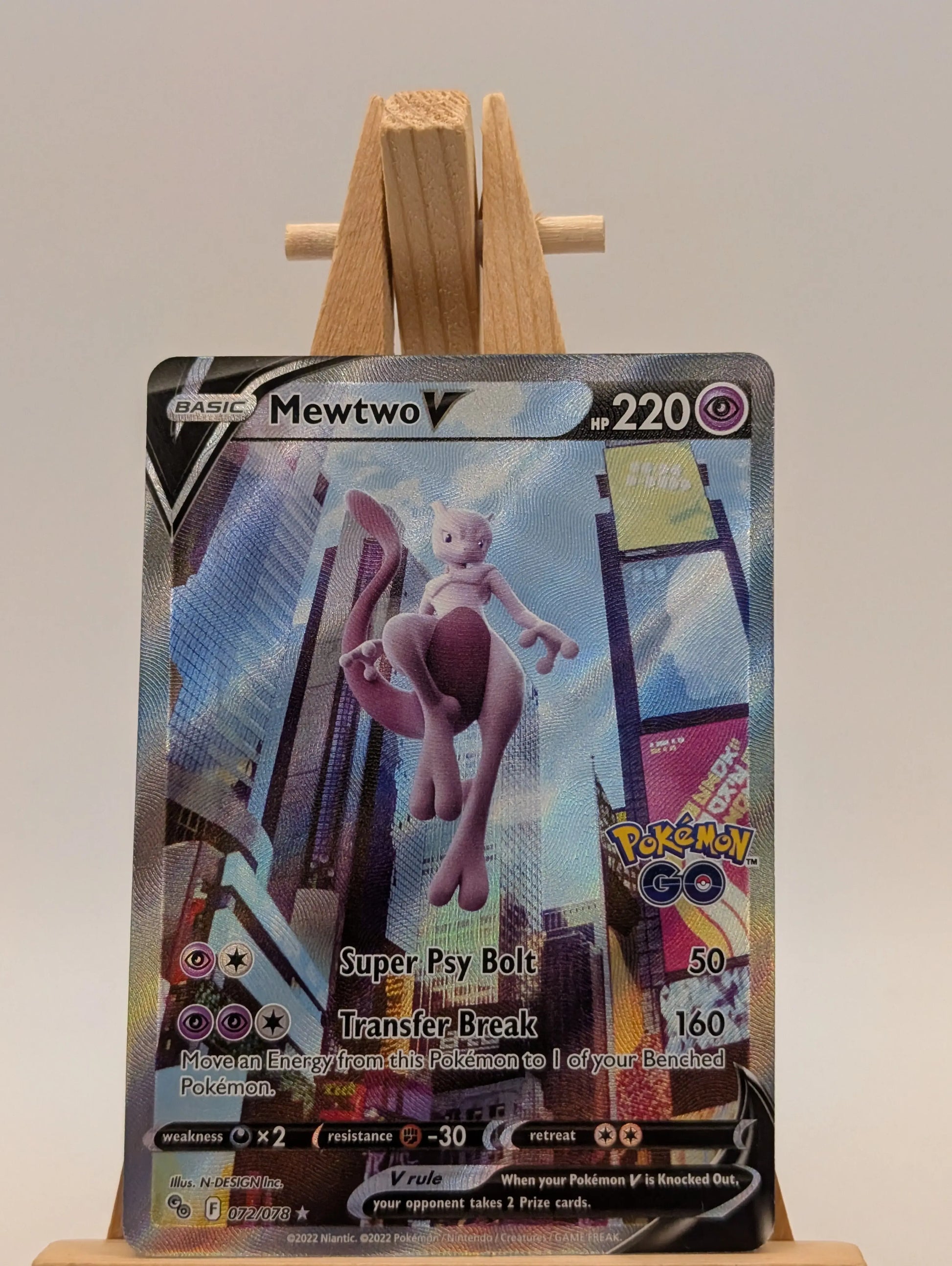 Mewtwo V - Pokemon GO FULL ALT ART Holo Foil Ultra Rare #072/078 FRENLY BRICKS - Open 7 Days