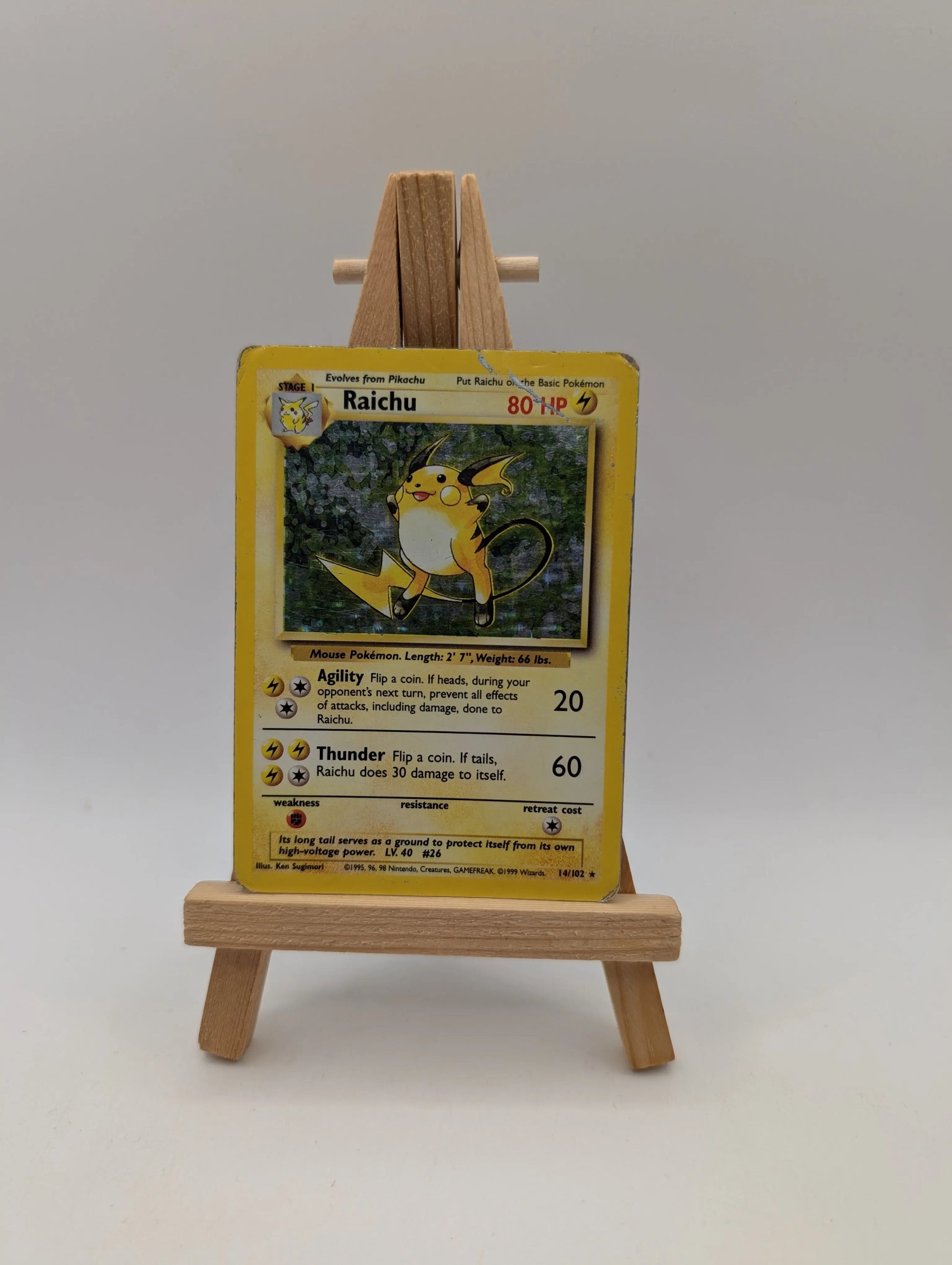 Raichu 14/102 Holo Rare Base Set - Pokemon Card WOTC HP FRENLY BRICKS - Open 7 Days