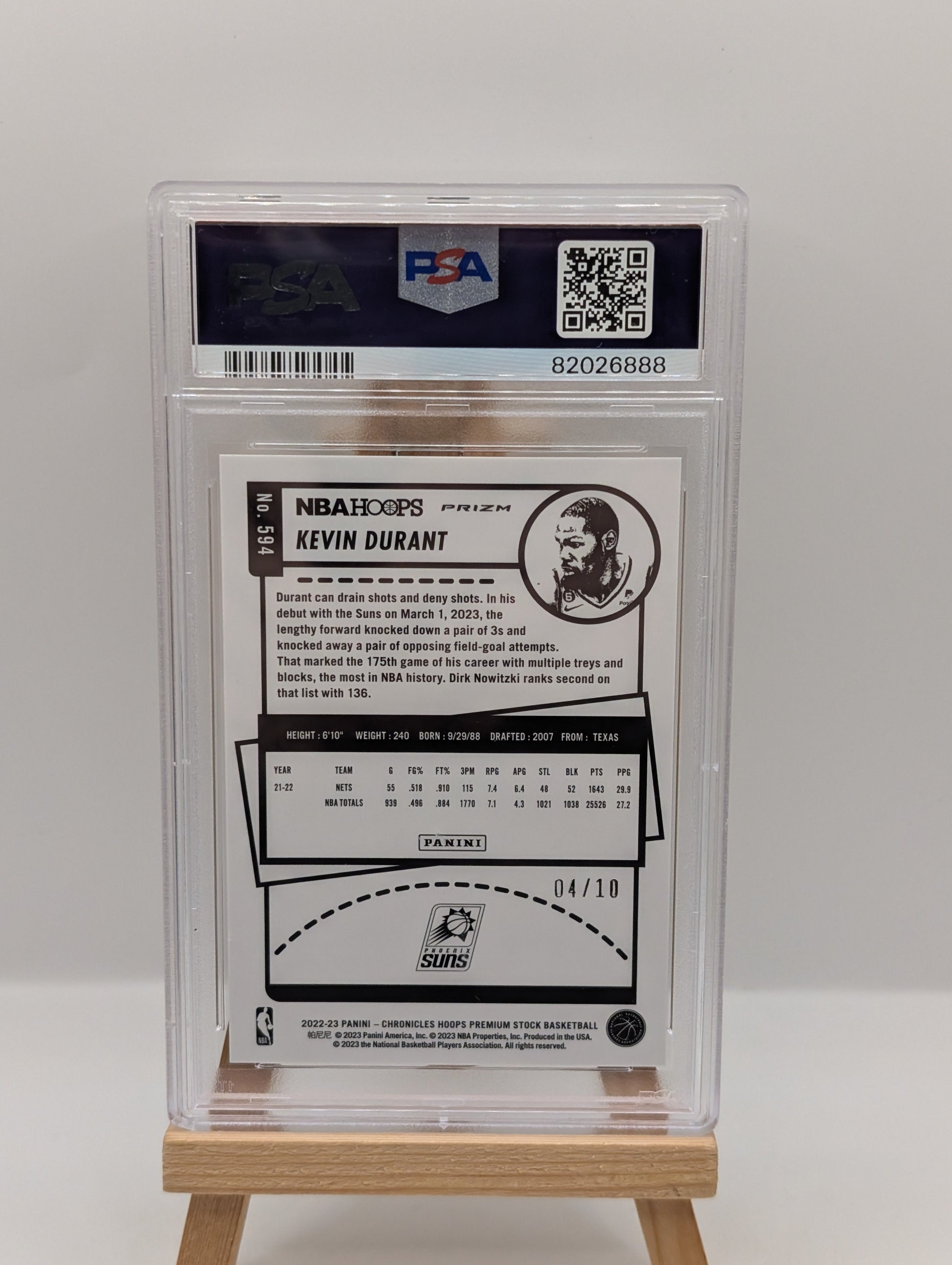 Kevin Durant 2022-23 Chronicles NBA Hoops Gold /10 Psa 9 POP 2 FRENLY BRICKS - Open 7 Days