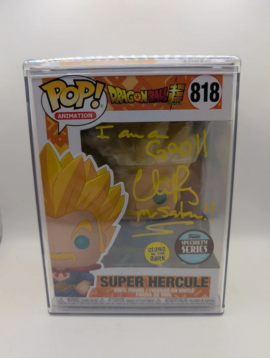 Funko Pop! Dragon Ball Super Hercule #818 GITD SIGNED Chris Rager In Protector FRENLY BRICKS - Open 7 Days