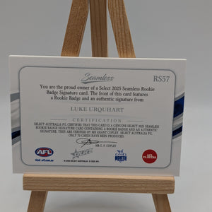 2025 AFL Select Seemless Rookie Badge Auto Luke Urquhart North Melbourne RC /70 FRENLY BRICKS - Open 7 Days