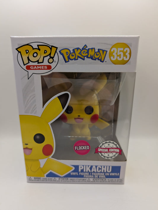 Funko Pop! Pokemon - Pikachu 353 Flocked Exclusive FRENLY BRICKS - Open 7 Days