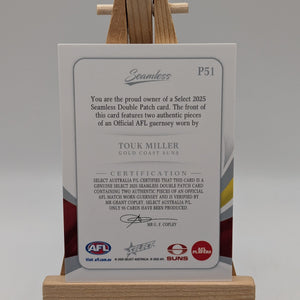 2025 Select AFL Seamless Solo Patch Touk Miller 18 /95 FRENLY BRICKS - Open 7 Days