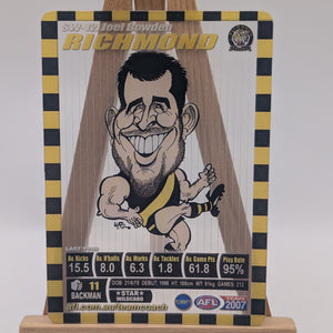 2007 AFL Teamcoach Trading Card Star Wild Card SW9 Joel Bowden-Richmond FRENLY BRICKS - Open 7 Days