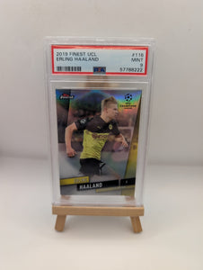 2019-20 Topps Finest Ucl Erling Haaland Refractor Rc #116 SP PSA 9