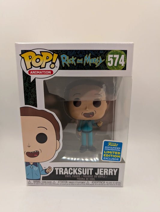 Funko Pop! Tracksuit Jerry #574 Rick and Morty 2019 SDCC Exclusive Vaulted FRENLY BRICKS - Open 7 Days