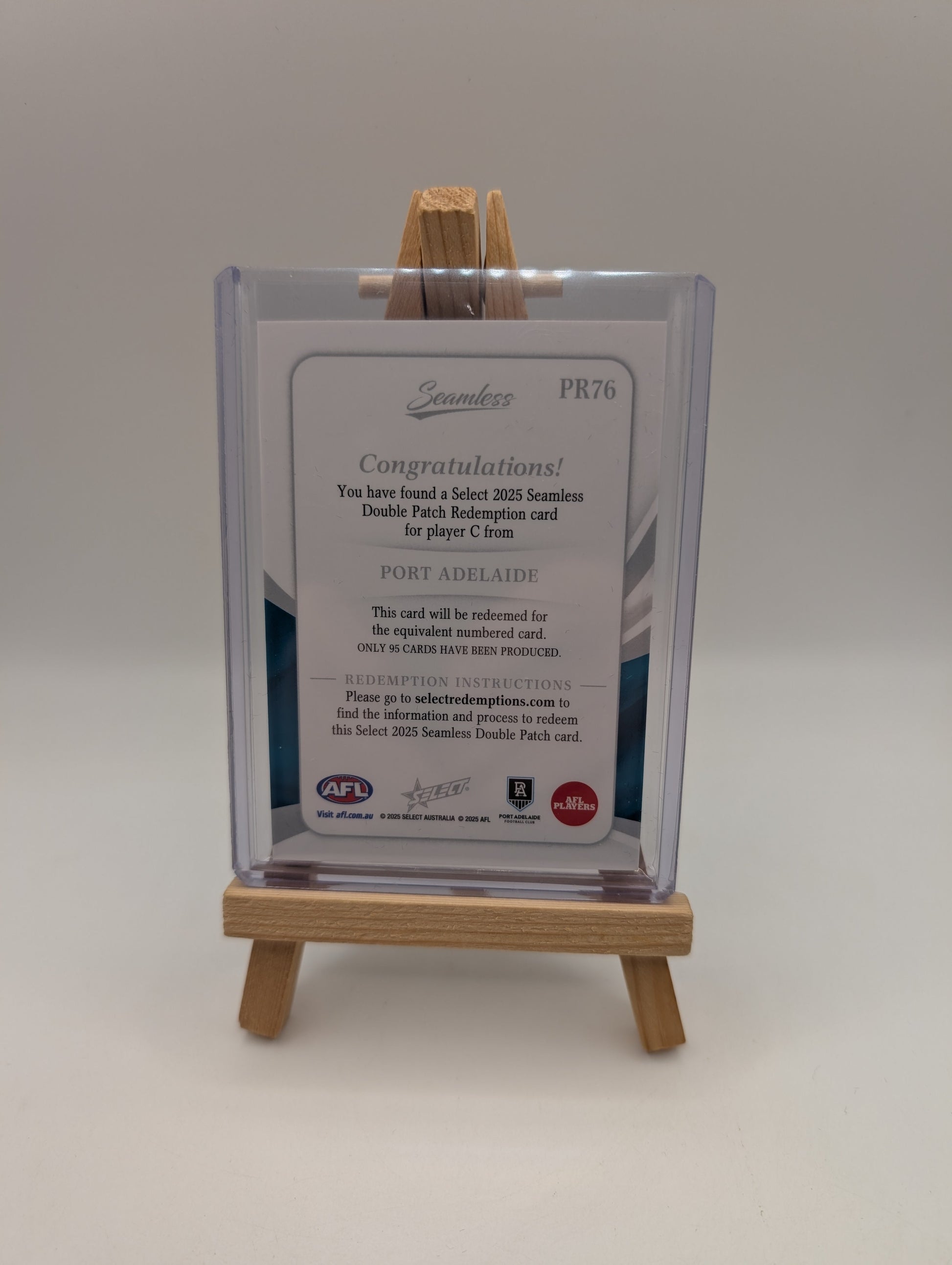 2025 AFL Select Seamless Double Patch Redemption Port Adelaide Player C /95 FRENLY BRICKS - Open 7 Days