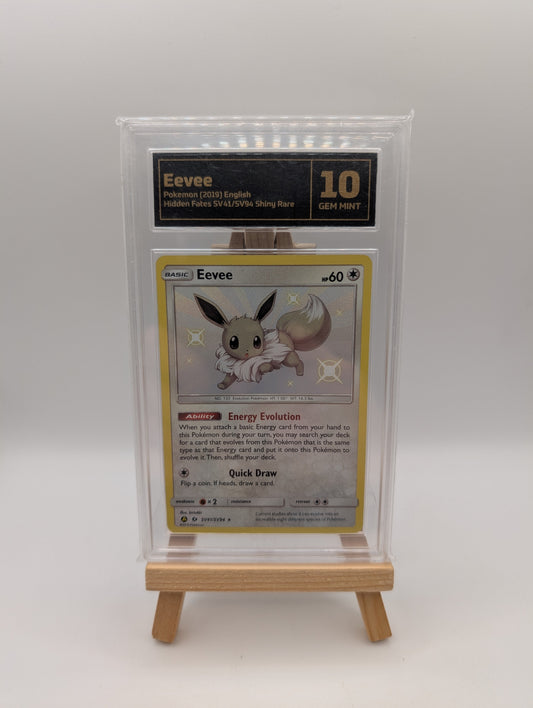 2019 POKEMON SUN & MOON HIDDEN FATES #SV41 EEVEE-HOLO Graded 10 FRENLY BRICKS - Open 7 Days