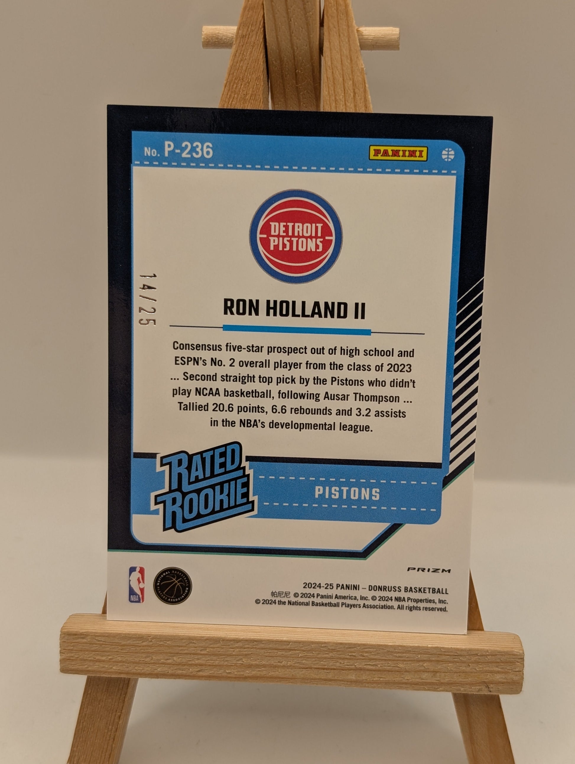 2024-25 Donruss Optic Preview Ron Holland II Rated Rookie Red #236 /25 FRENLY BRICKS - Open 7 Days