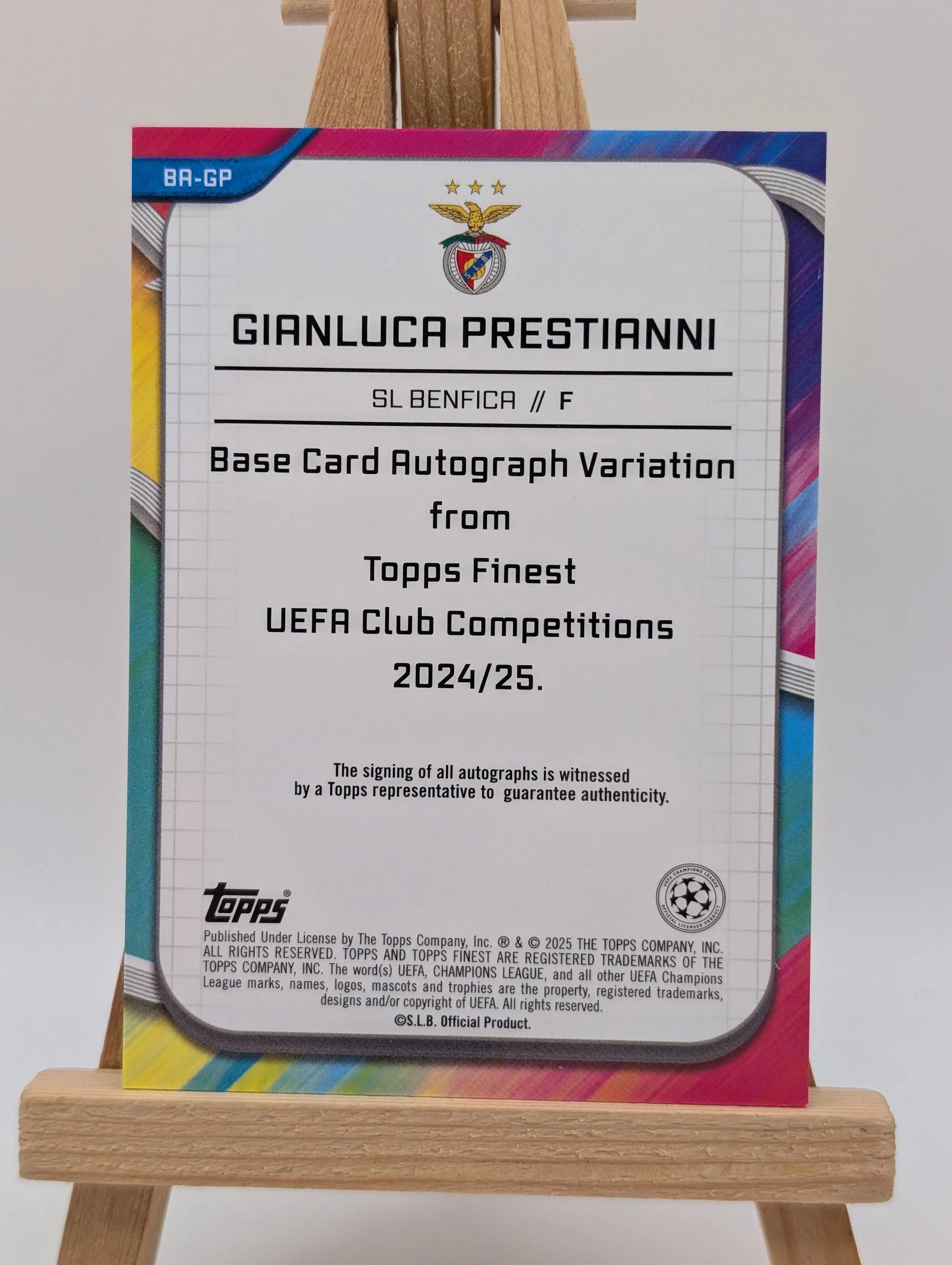 /50 Gianluca Prestianni 2024/25 Topps Finest UEFA Soccer RC Gold Ref. Auto FRENLY BRICKS - Open 7 Days