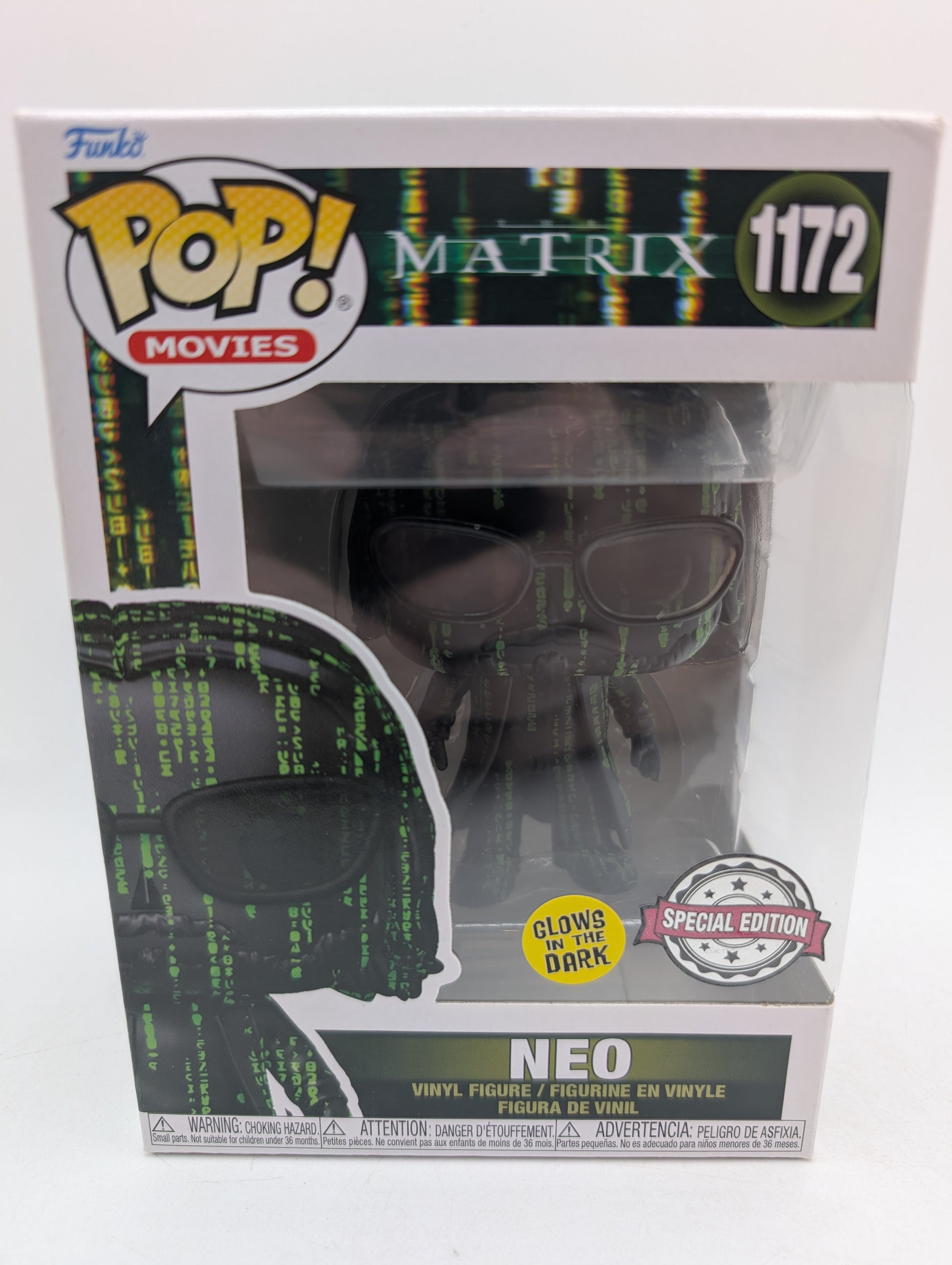 Funko Pop! Matrix Neo #1172 Glow in Dark Special Edition Vinyl Figure image 1