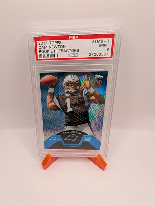 2011 TOPPS ROOKIE REFRACTORS #TMB-1 CAM NEWTON ROOKIE RC PSA 9 FRENLY BRICKS - Open 7 Days