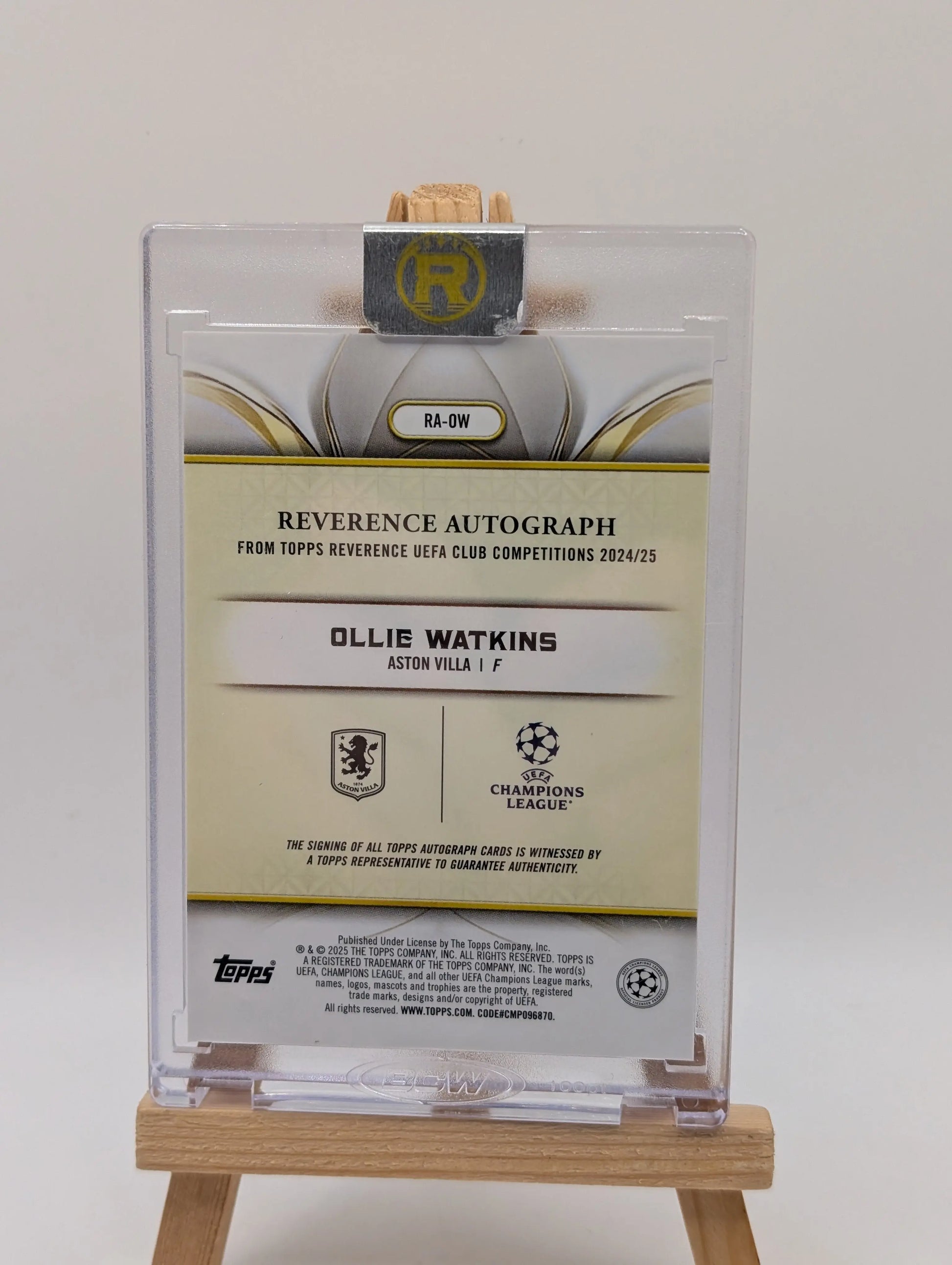 2025 Topps Reverence UCC UEFA ASTON VILLA OLLIE WATKINS Sealed Auto /75 FRENLY BRICKS - Open 7 Days