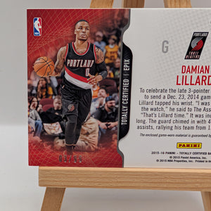 2015 Totally Certified EPIX Game Dual Memorabilia /99 Damian Lillard BLAZERS FRENLY BRICKS - Open 7 Days
