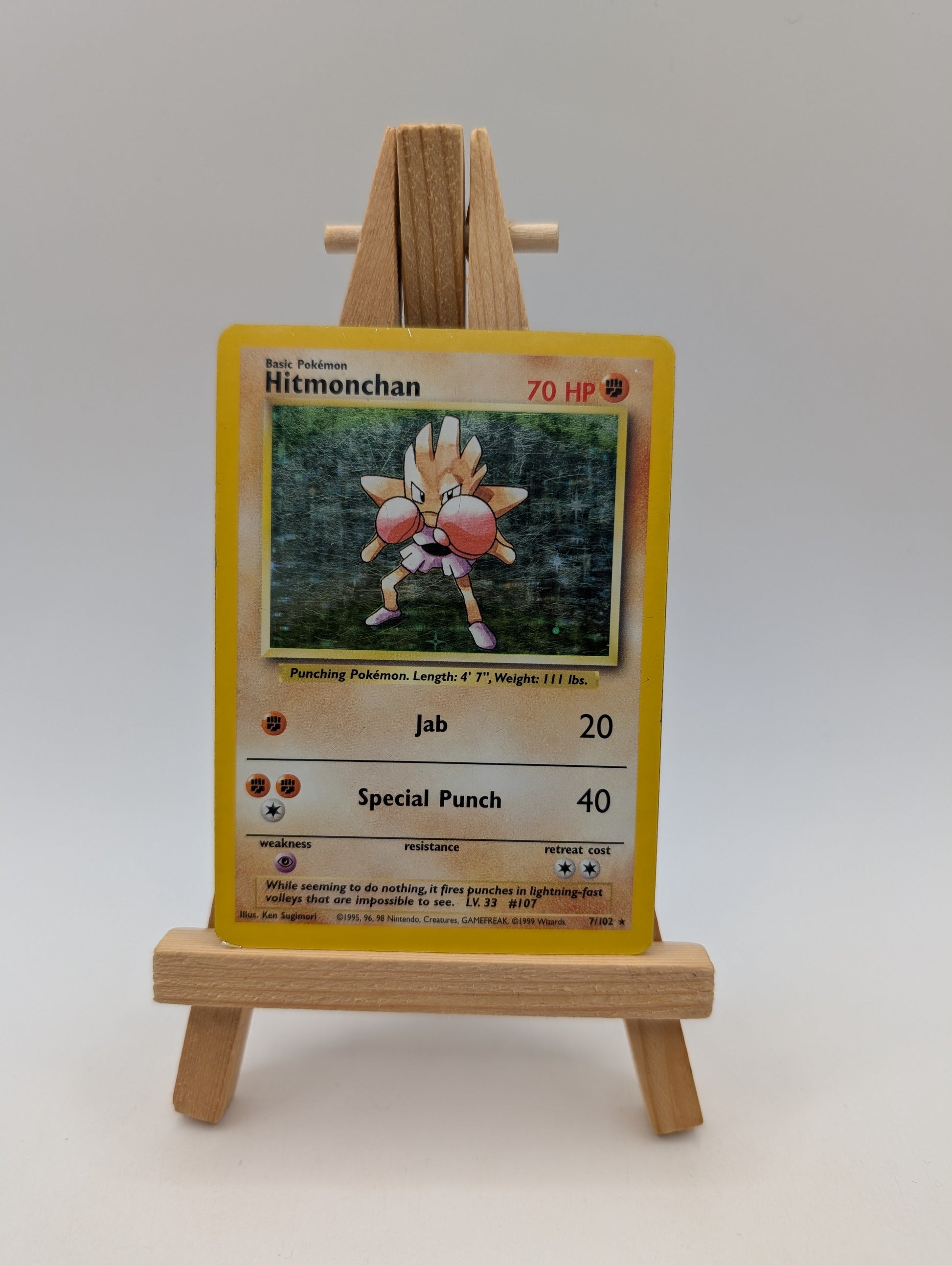 Hitmonchan - 7/102 - Base Set Unlimited 1999 - WOTC - Holo Pokemon TCG HP FRENLY BRICKS - Open 7 Days