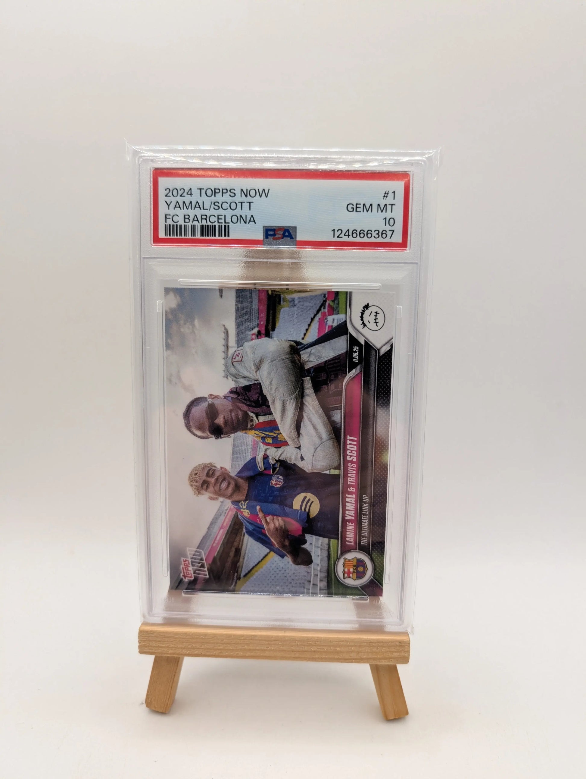 PSA10 2024-25 TOPPS NOW FC BARCELONA 1 TRAVIS SCOTT/LAMINE YAMAL FRENLY BRICKS - Open 7 Days