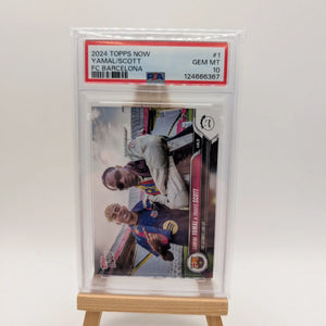 PSA10 2024-25 TOPPS NOW FC BARCELONA 1 TRAVIS SCOTT/LAMINE YAMAL FRENLY BRICKS - Open 7 Days