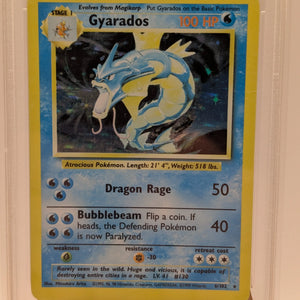 PSA 9 MINT Gyarados 6/102 Base Set Rare Holo Pokemon Card WOTC 1999 FADED FRENLY BRICKS - Open 7 Days