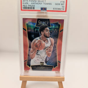 2015-16 Panini Select-Concourse Karl-Anthony Towns #16 Red Prizm /149 PSA 10 RC FRENLY BRICKS - Open 7 Days