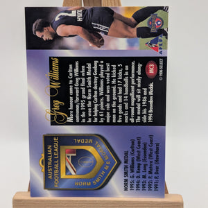 1996 Select AFL Trading Card Series 1 Medal Card MC3 Greg Williams ( Norm Smith) FRENLY BRICKS - Open 7 Days