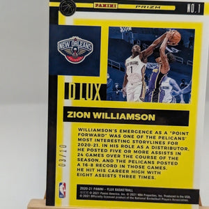 2020-21 Panini Flux #1 D Lux Zion Williamson Gold Prizm /10 Pelicans FRENLY BRICKS - Open 7 Days