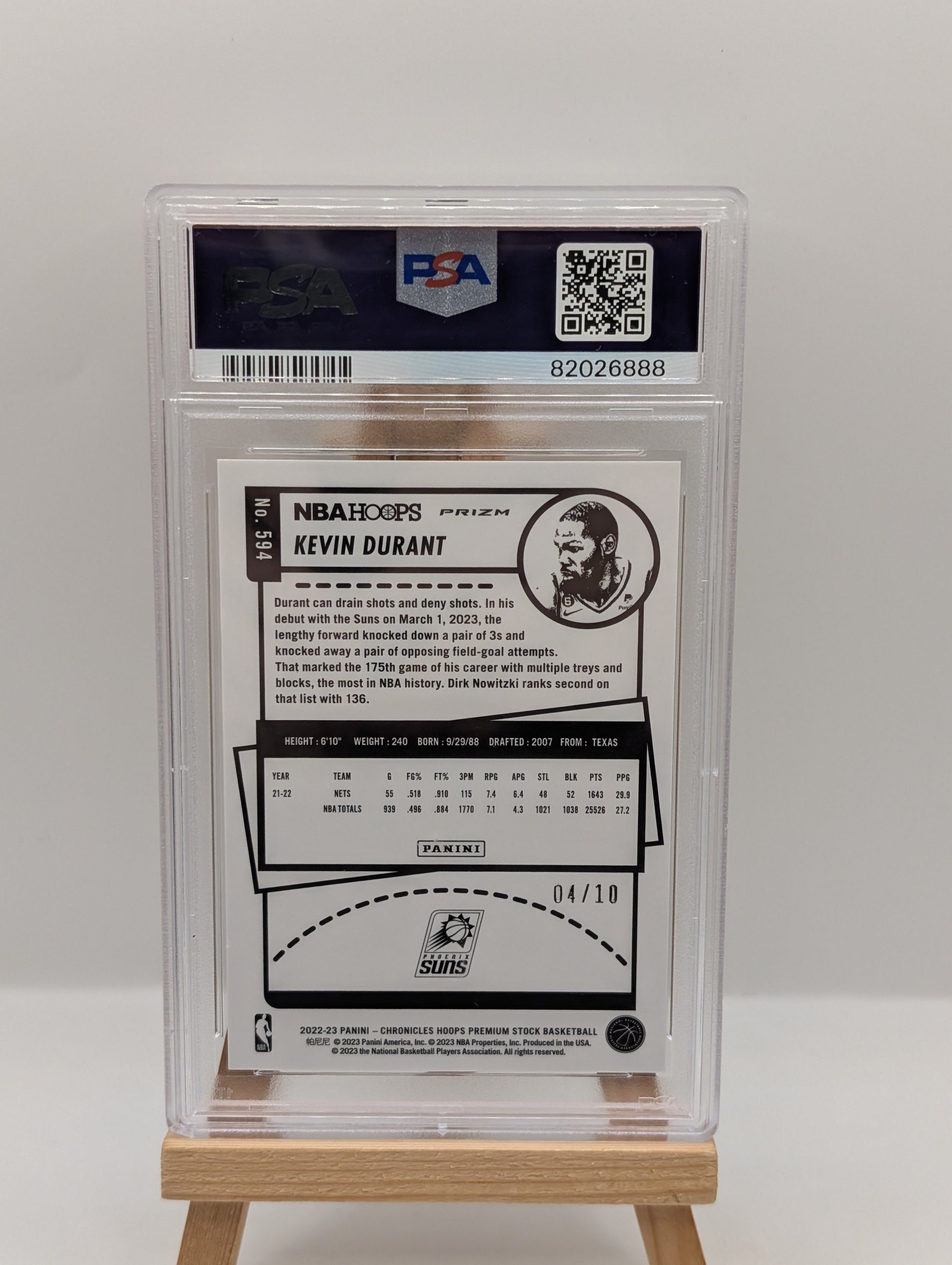 Kevin Durant 2022-23 Chronicles NBA Hoops Gold /10 Psa 9 POP 2 FRENLY BRICKS - Open 7 Days