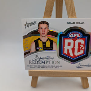 Noah Mraz Rookie Badge Signature Redemption Seamless AFL Select  /70 FRENLY BRICKS - Open 7 Days