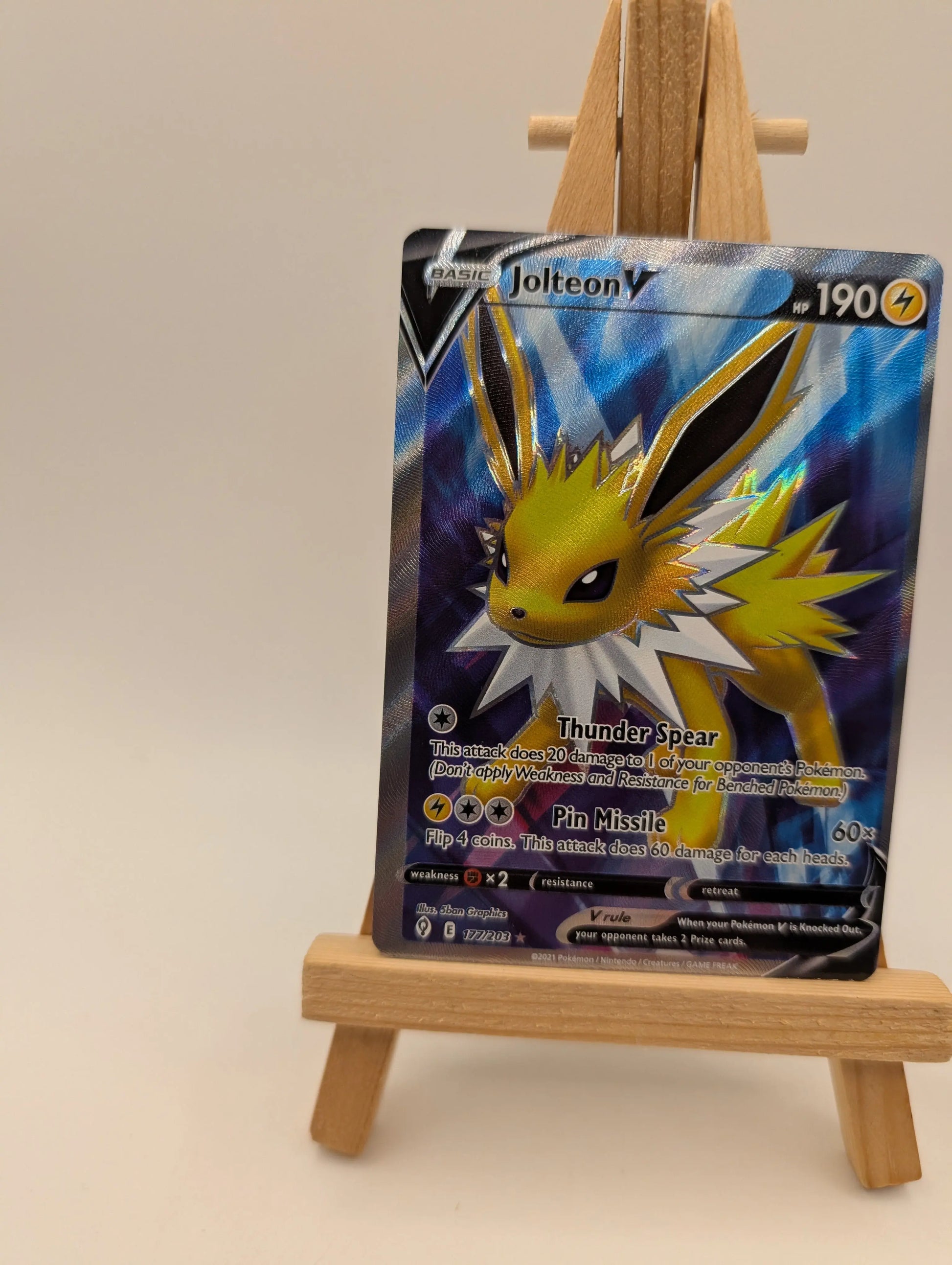 Pokemon Card - Jolteon V 177/203 Full Art Ultra Rare - Evolving Skies FRENLY BRICKS - Open 7 Days
