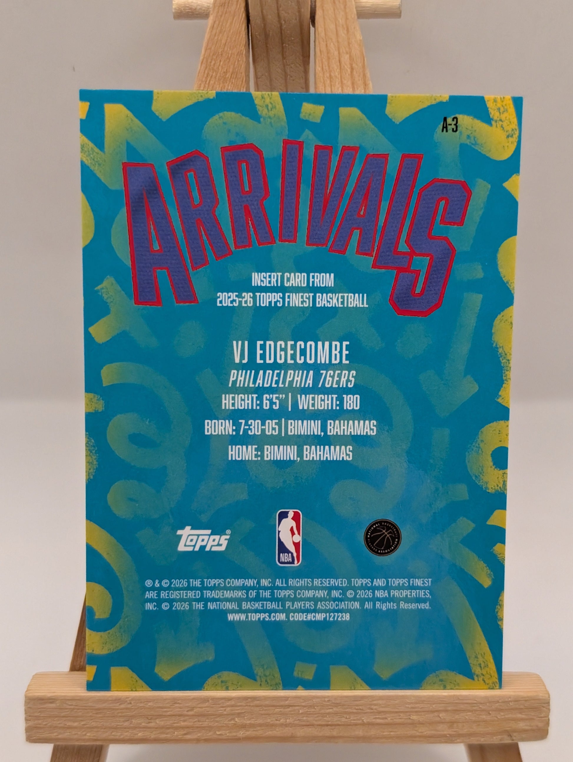2025-26 Topps Finest VJ Edgecombe Arrivals RC Gold Refractor Rookie #/50 76ers FRENLY BRICKS - Open 7 Days