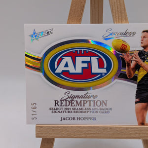 2026 AFL Select Seamless Jacob Hopper AFL Badge Signature Redemption /65 FRENLY BRICKS - Open 7 Days