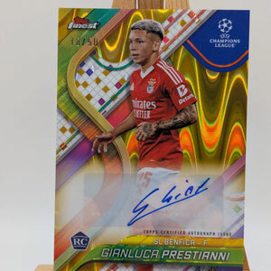 /50 Gianluca Prestianni 2024/25 Topps Finest UEFA Soccer RC Gold Ref. Auto FRENLY BRICKS - Open 7 Days