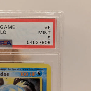 PSA 9 MINT Gyarados 6/102 Base Set Rare Holo Pokemon Card WOTC 1999 FADED FRENLY BRICKS - Open 7 Days