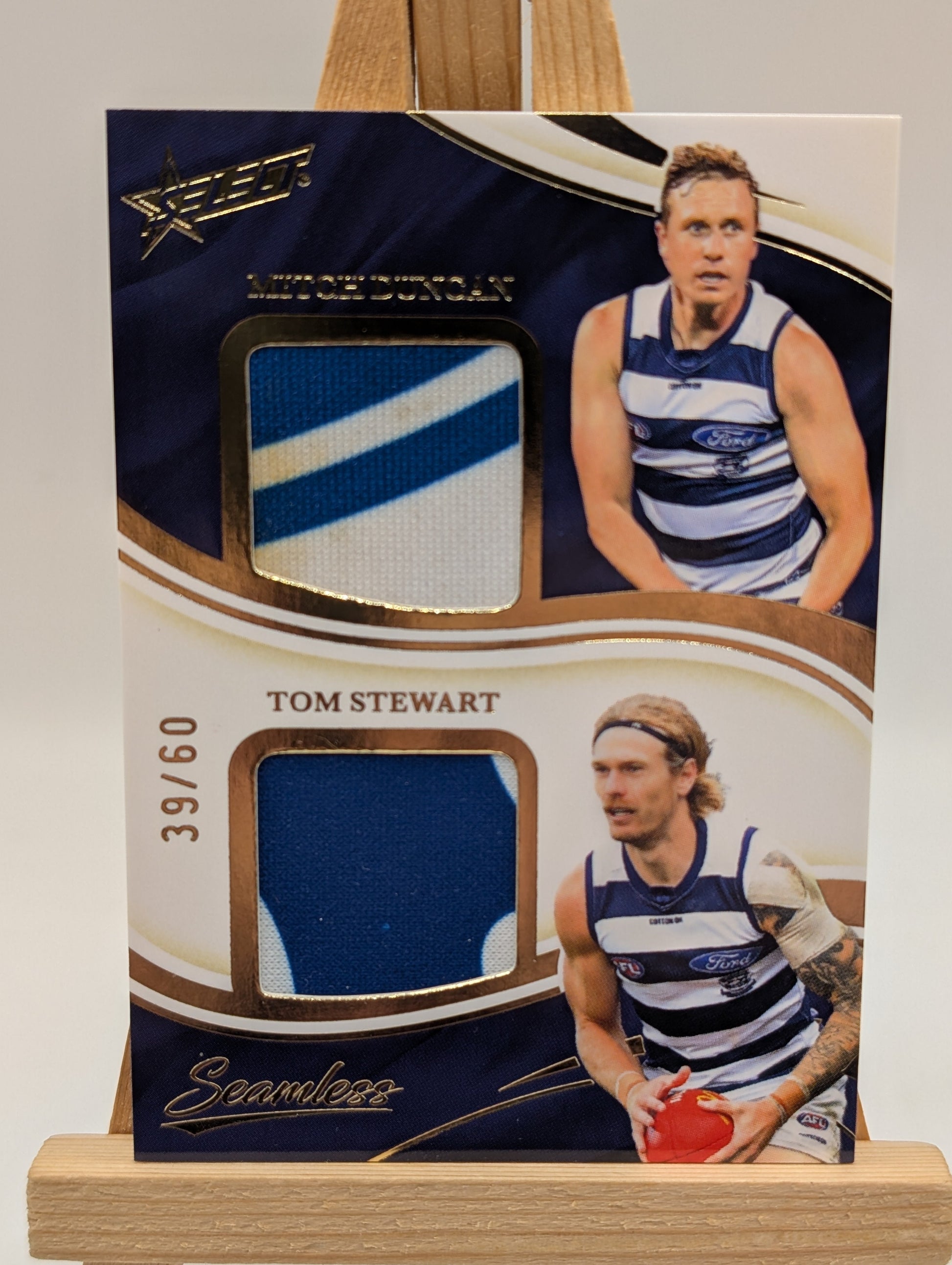 2025 Select Seamless Mitch Duncan Tom Stewart Dual Patch /60 Geelong FRENLY BRICKS - Open 7 Days